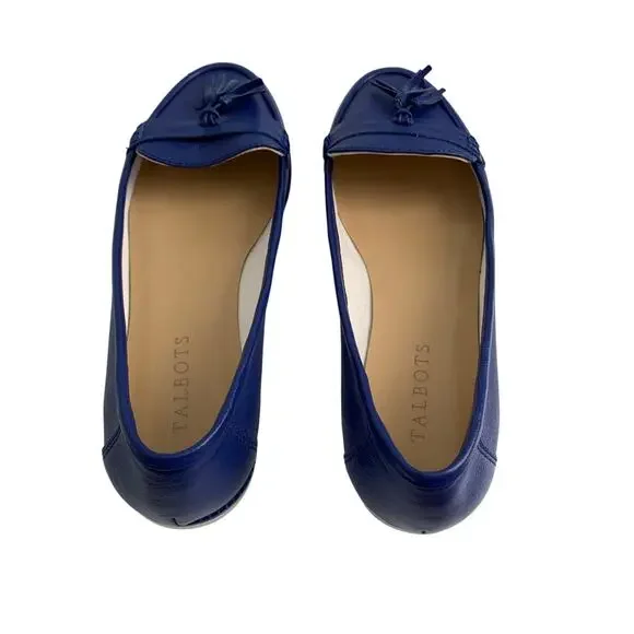 Talbots Loafers Size 9.5 Genuine Leather Tassel Blue Preppy Professional - Picture 6 of 8